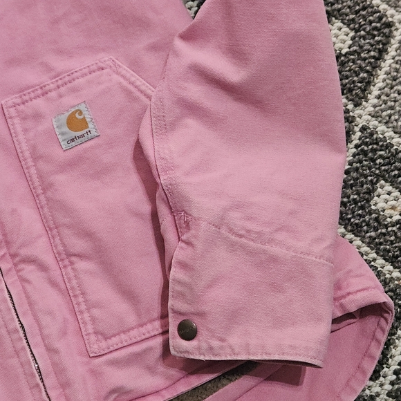 Vintage Women's Pink Carhartt Brown Sherpa-Lined Jacket Coat - Picture 5 of 15